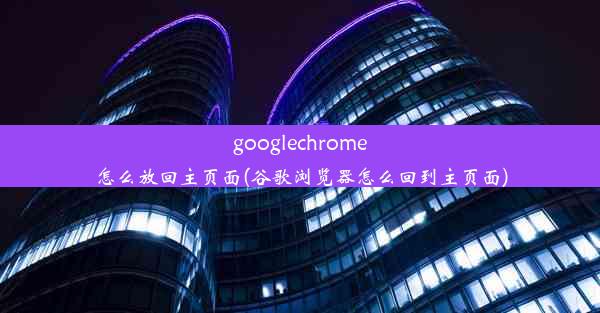 googlechrome怎么放回主页面(谷歌浏览器怎么回到主页面)