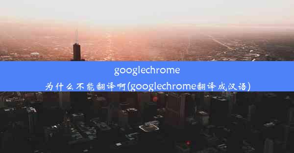 googlechrome为什么不能翻译啊(googlechrome翻译成汉语)